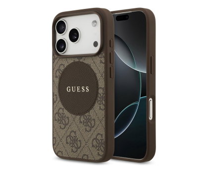 Etui do telefonów Guess 4G Circle Classic Logo MagSafe do iPhone 17 Pro brązowy
